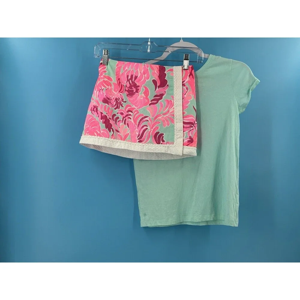 Lilly Pulitzer Girls Joana Skort Size 10 Love Birds & Mini Etta Tee 10/12 Set